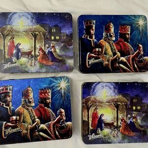 8.25”x10”x1.5”Whitman's Lot Of 4 Chocolates Sampler Hinged Empty Tin Box Christm